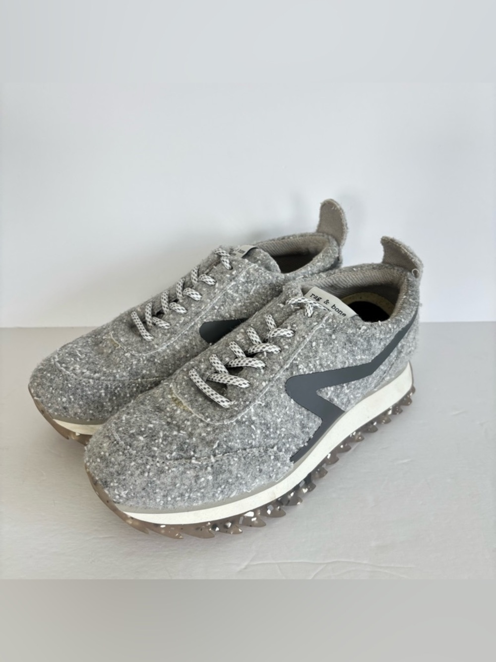 Rag and Bone Retro Runner Gray Wool Textured Sneakers 7 - Picture 2 of 15